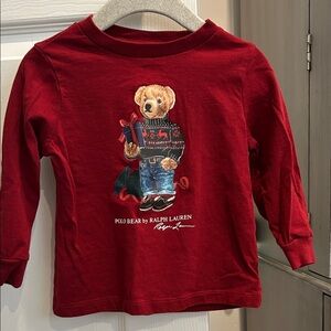 LIKE NEW! Ralph Lauren Toddler Red Polo Bear Long Sleeve Tee. Size 18 months.